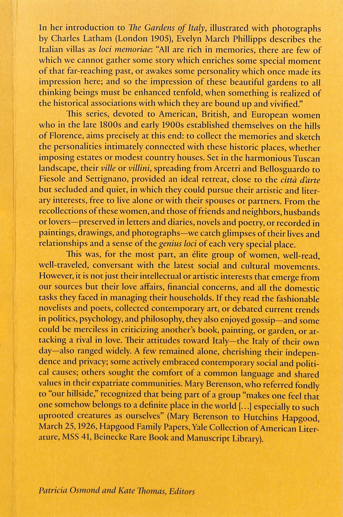 TIFFANY L. JOHNSTON / Villa I Tatti: Mary Berenson's "Golden Urn" Arcadia