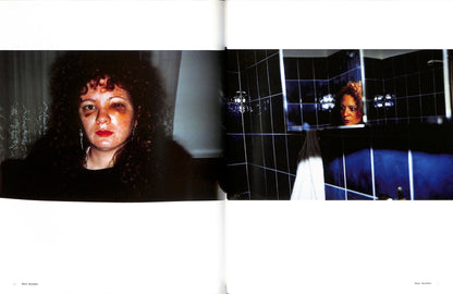 Internal shot - NAN GOLDIN, DAVID ARMSTRONG, MARK MORRISROE, JACK PIERSON, PHILIP-LORCA diCORCIA / Emotions & Relations. Two images of a woman in a bathroom setting with a television screen.