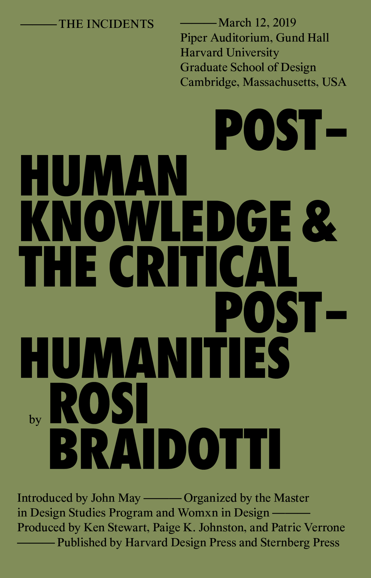Book cover of 'Post-Human Knowledge & The Critical Post-Humanities' by Rosi Braidotti with a green background and black text.