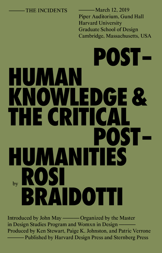 Book cover of 'Post-Human Knowledge & The Critical Post-Humanities' by Rosi Braidotti with a green background and black text.