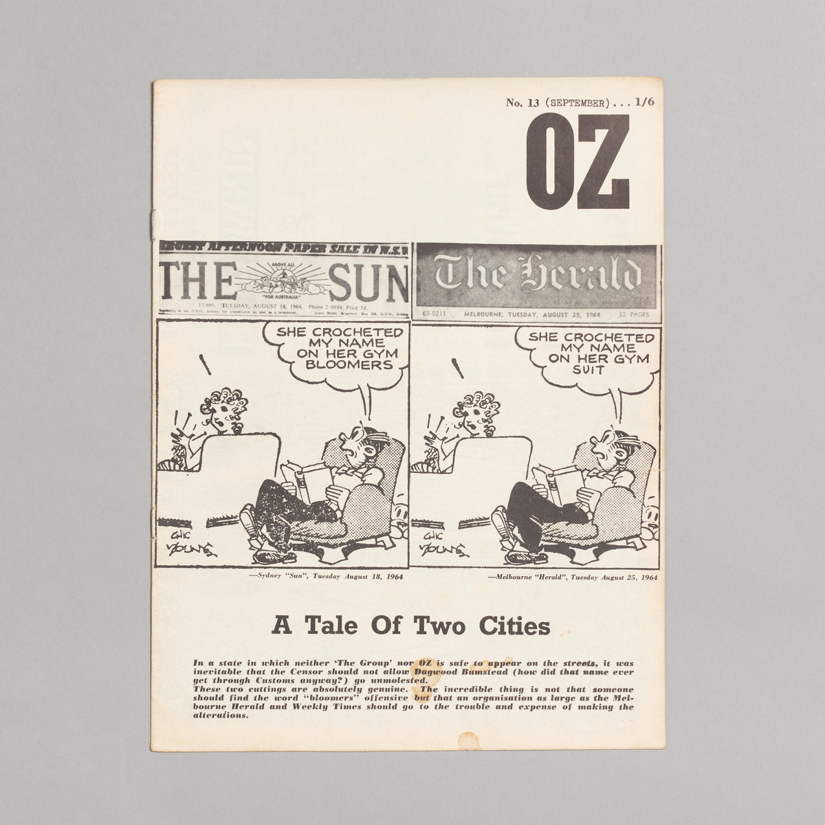 Ed. RICHARD NEVILLE, RICHARD WALSH with artwork by MARTIN SHARP / OZ Magazine No. 13