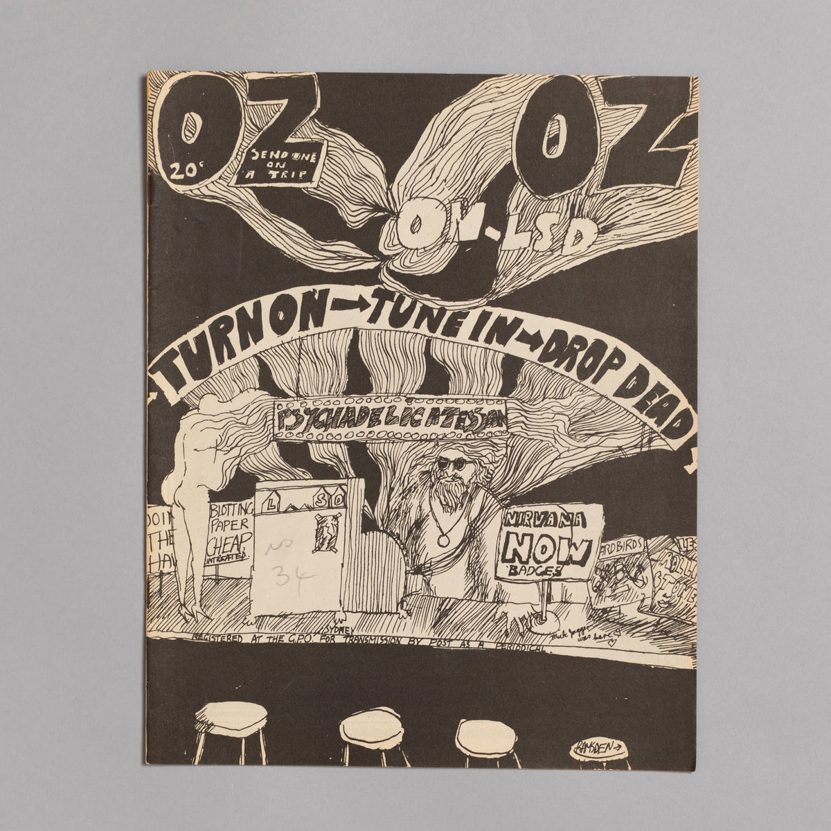 Ed. RICHARD NEVILLE, RICHARD WALSH with artwork by MARTIN SHARP / OZ Magazine No. 34