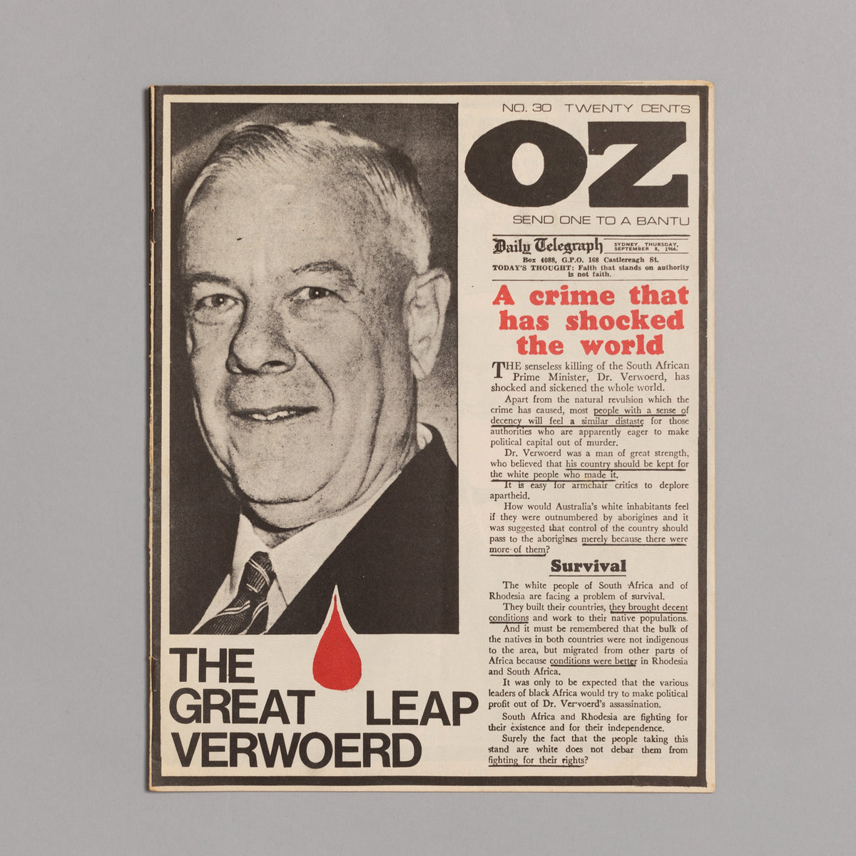 Ed. RICHARD NEVILLE, RICHARD WALSH with artwork by MARTIN SHARP / OZ Magazine No. 30